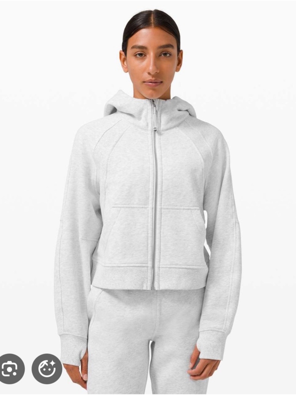 lululemon athletica Heathered Light Gray Full-Zip Hoodie